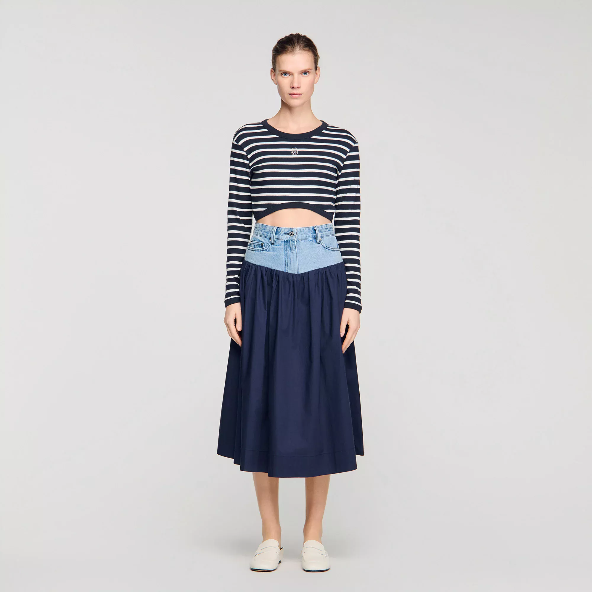 ДВУХЦВЕТНАЯ ЮБКА SANDRO